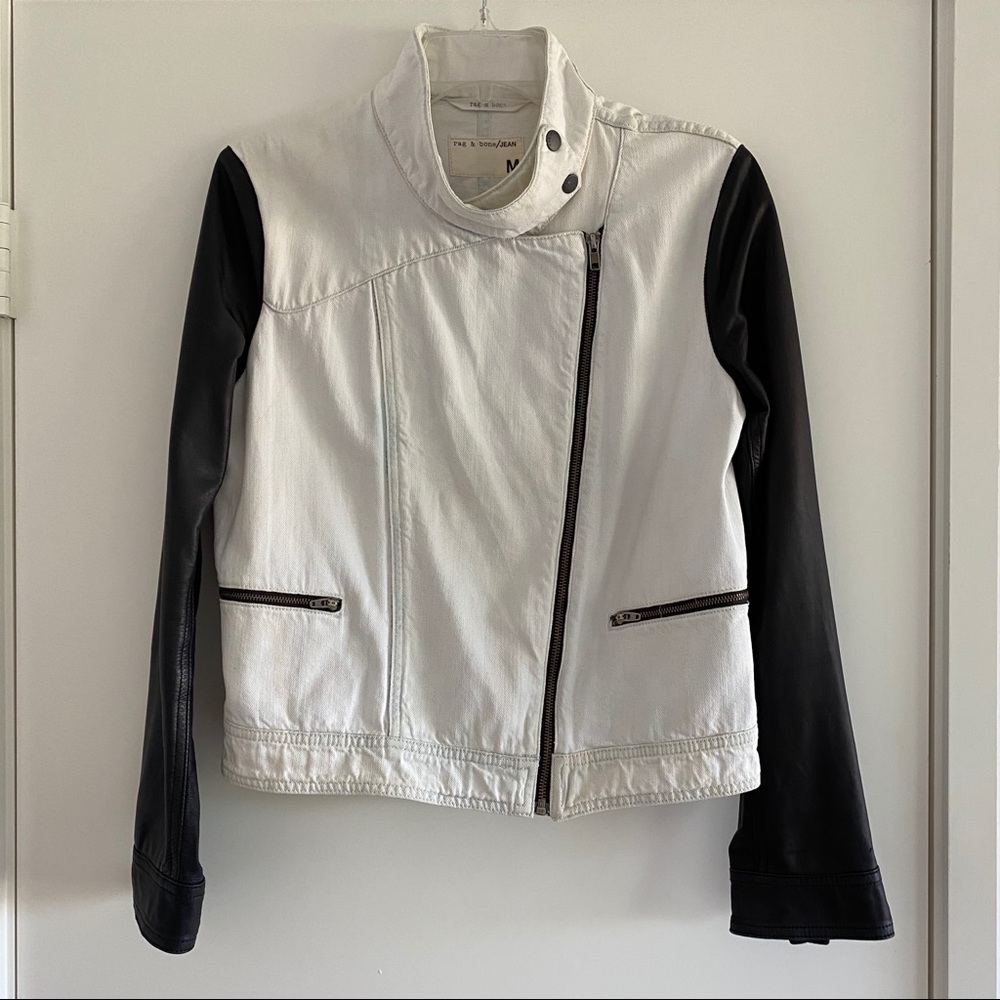 Rag & Bone Acid Denim Wash Leather Jacket, Size M - Picture 2 of 8